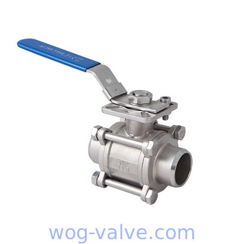 SS316 1000 WOG Ball Valve 3 Piece ISO5211 Mounting Pad Butt Welded