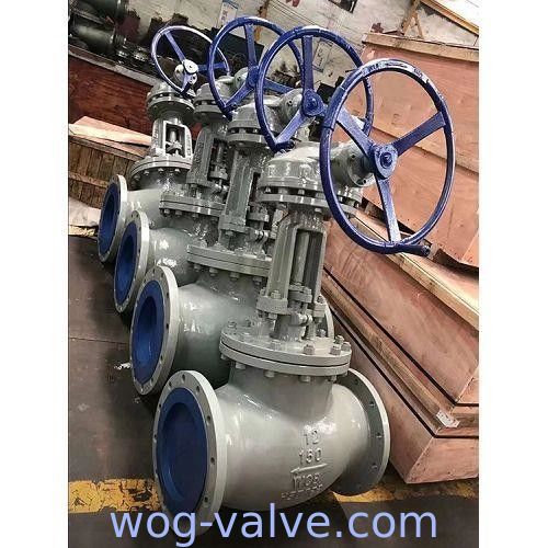 12 Inch Cast Steel Globe Valve Class 150 RF Flanged Globe Valve Worm Gear Operated ASME B16.34