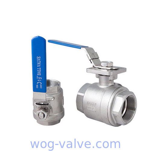 NPT Screw Floating Ball Valve Two PC 1000 WOG Full Port Ball Valve Locking Device