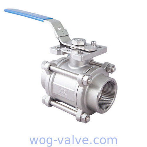 1000 WOG Ball Valve Three Pipece Full Bore Ball Valve SS316 High Mounting Pad Locking Device