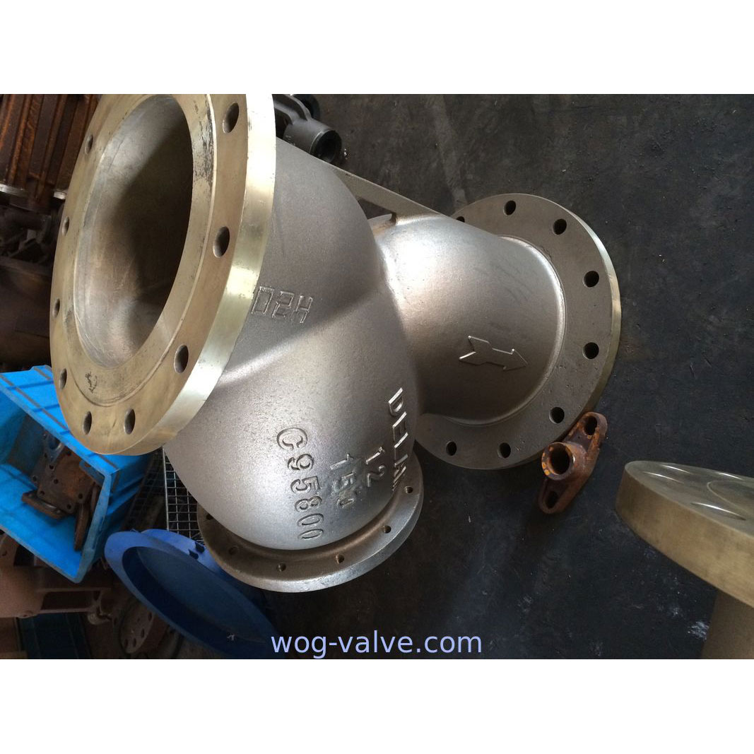 asme b16.34 cast steel y strainer,bolt cover,b148 c95800 material,12inch,flanged,class 150
