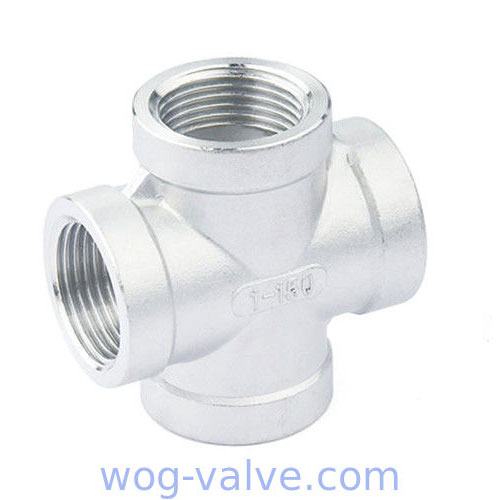 Low Pressure SS Threaded Pipe Fittings Thread Banded Cross CD-pl2888