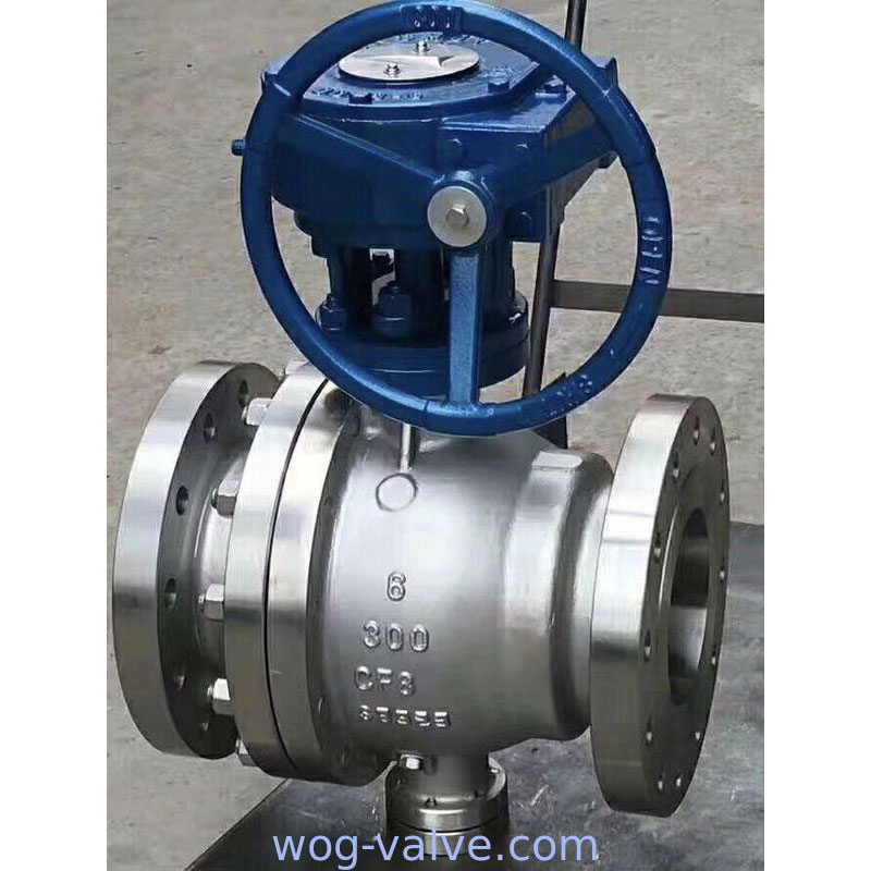 2 Pieces Forged Trunnion Ball Valve 6 Inch Gear Operatd A351 CF8 API 6D ANSI 300LB