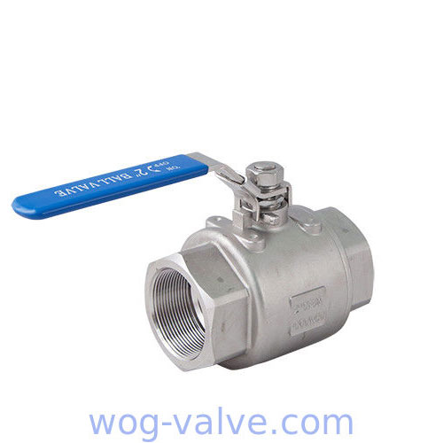 2000 Wog 2 Piece Stainless Steel Ball Valve NPT Threaded Locking Device Design