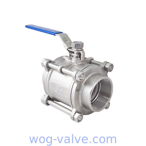 1000PSI 3 Piece Stainless Steel Ball Valve Screwed End Full Bore Lever Ball Valve