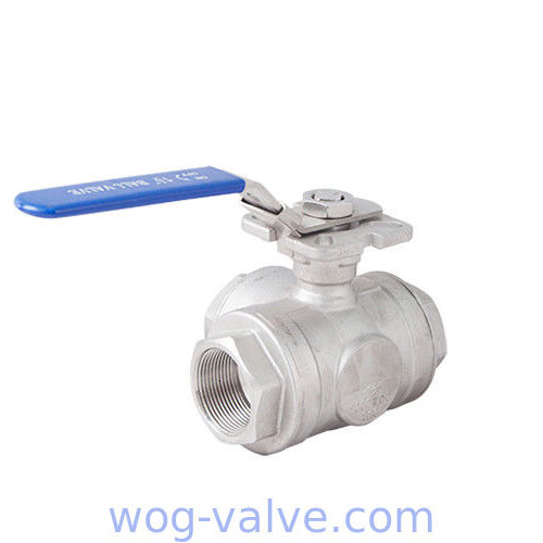 Three Way WOG Ball Valve L/T Port With ISO5211 High Mounting Pad Screwed