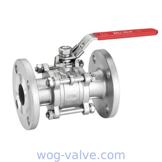 Lever Operated 3 Piece Stainless Steel Ball Valve Flanged End