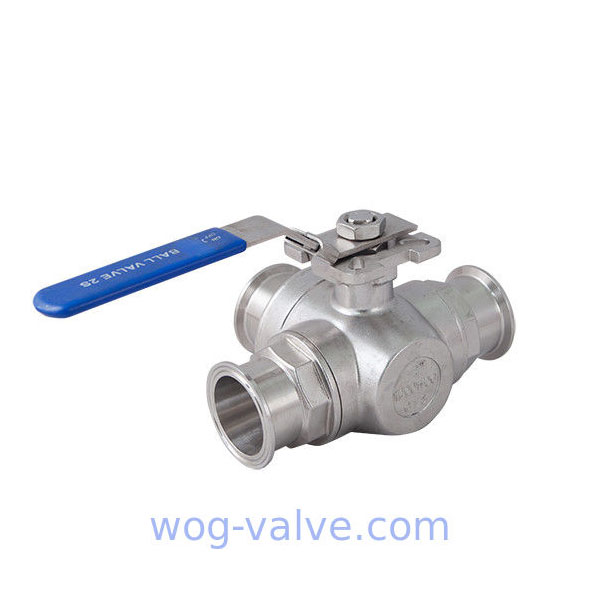 Professional Sanitary 1000 WOG Ball Valve Tri Clamp 3 Way Valve