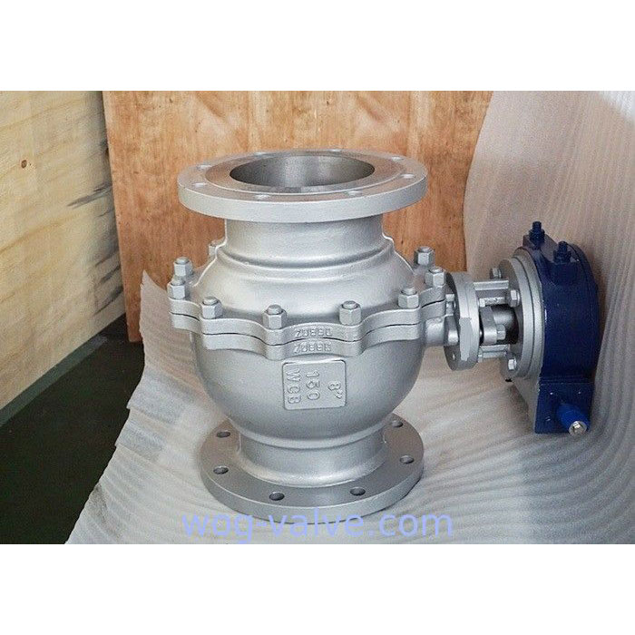 2-PC Trunnion Ball Valve, ASTM A216 WCB, API 6D, 8 Inch, 150LB, RF,Gear Opeated