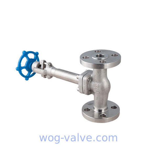 Extended long bonnet,forged Cryogenic globe valve,a182 f304,integral flange,1inch,class 600lb