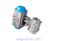 Pneumatic Operated WOG Ball Valve Three Piece With ISO5211 Mounting Pad