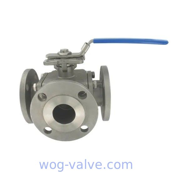 Industrial L Port T Port Ball Valvet Flanged Cf8m 3 Way L Port Ball Valve Stainless Steel