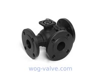 Flange End Cast Steel L-port 3 Way Ball Valve PN16 ISO5211 Direct Mounting for Automation