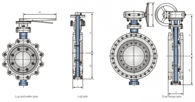 Offset Disc Water Butterfly Valve Flanged Industrial Usage API 609 Standard