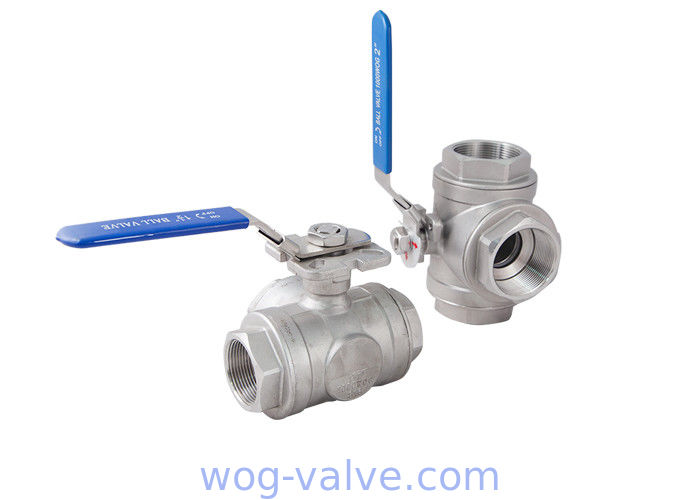 Three Way WOG Ball Valve L/T Port With ISO5211 High Mounting Pad Screwed