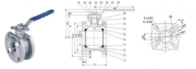 1PC Stainless Steel Flanged Ball Valve PN16 DN50 Flange End Ball Valve 0