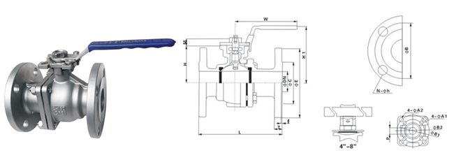 DN50 1.4408 Flanged Ball Valve 2PC Full Port Ball Valve  Water Oil Gas Medium 0