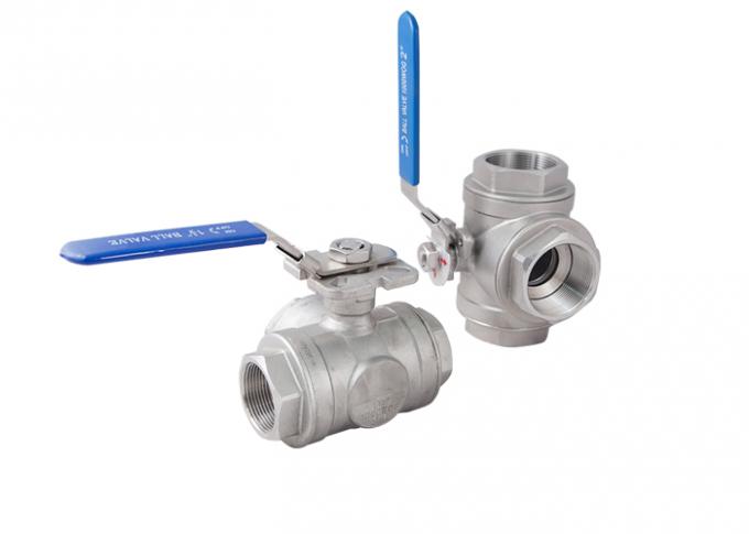 Three Way WOG Ball Valve L/T Port With ISO5211 High Mounting Pad Screwed 0