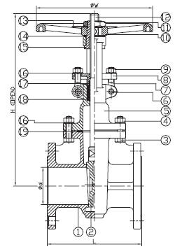 Flanged JIS10K Rising Cast Steel Gate Valve API603 ASME B16.34 1/2~36" 0