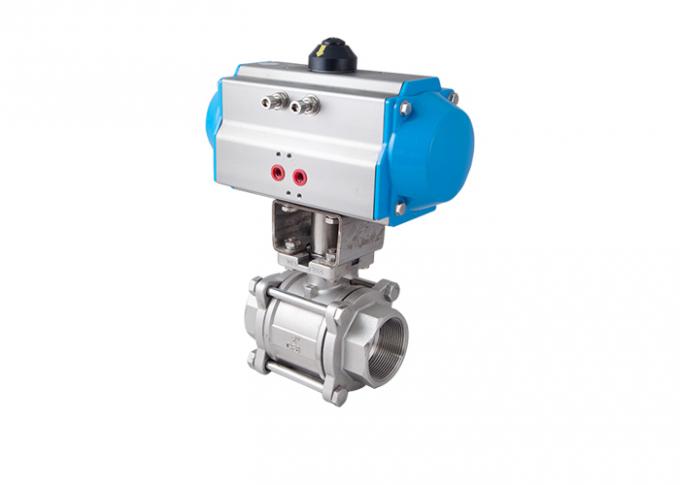 Pneumatic Operated WOG Ball Valve Three Piece  With ISO5211 Mounting Pad 1