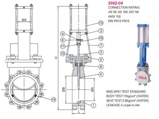 Full Lug Rising Cast Steel Gate Valve Handwheel Knife Gate Valve PN10 10K 2