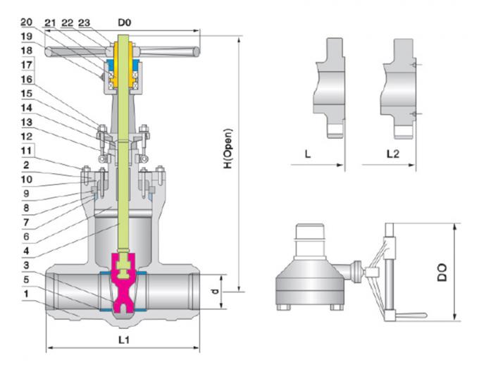 API Pressure Seal Bonnet Gate Valve Flexible Wedge Solid Wedge Full Port Design,1500LB 0