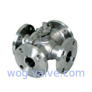 4 Way Flanged Ball Valve, Cast Steel Valve,PN16,ANSI 150LB,Lever operated