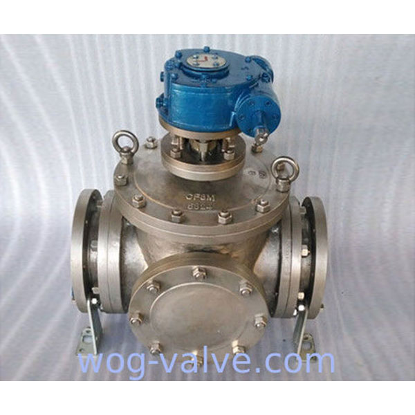 Gear Operated L Port 3 Way Valve Stainless Steel T Port 3 Way Valve PN16 RF