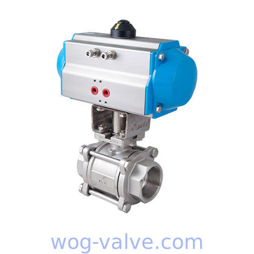 Pneumatic Operated WOG Ball Valve Three Piece With ISO5211 Mounting Pad