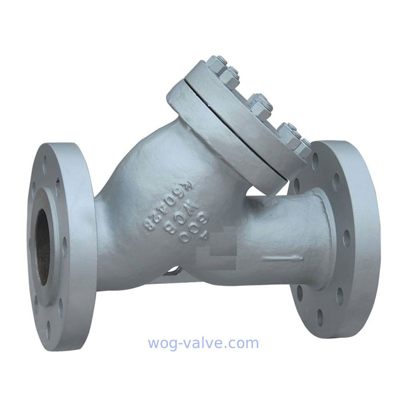 API Cast steel A216WCB Y strainer,ss316 screen,4inch,class 600,flanged,drain plug