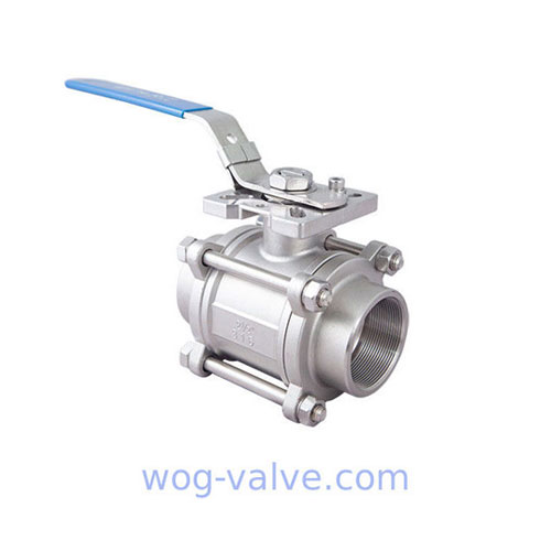 3Piece Stainless Steel Ball Valve1000WOG With ISO5211 Mounting Pad with Threaded Locking device